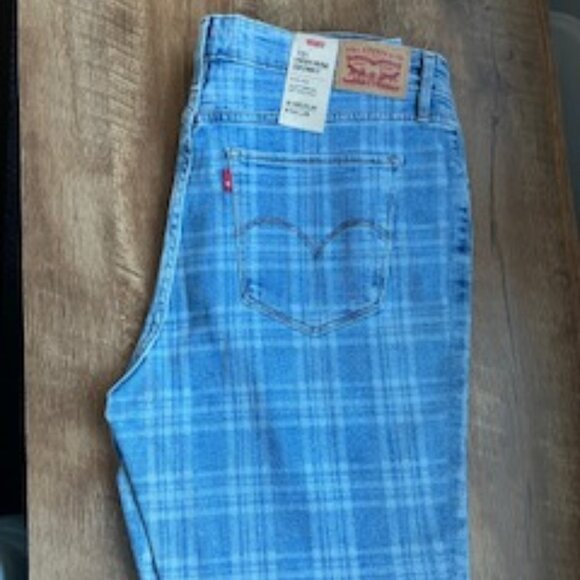 Rare Levi's Women's 721 High Rise Skinny Sapphire Plaid Jeans 33 (US 16) R "NWT" - Picture 10 of 13